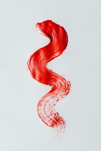 Red lipstick smudge from the duo