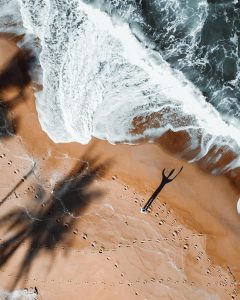 Aerial view of a tropical shoreline, the island spa mood behind LongeviskinTurquoise coast photo